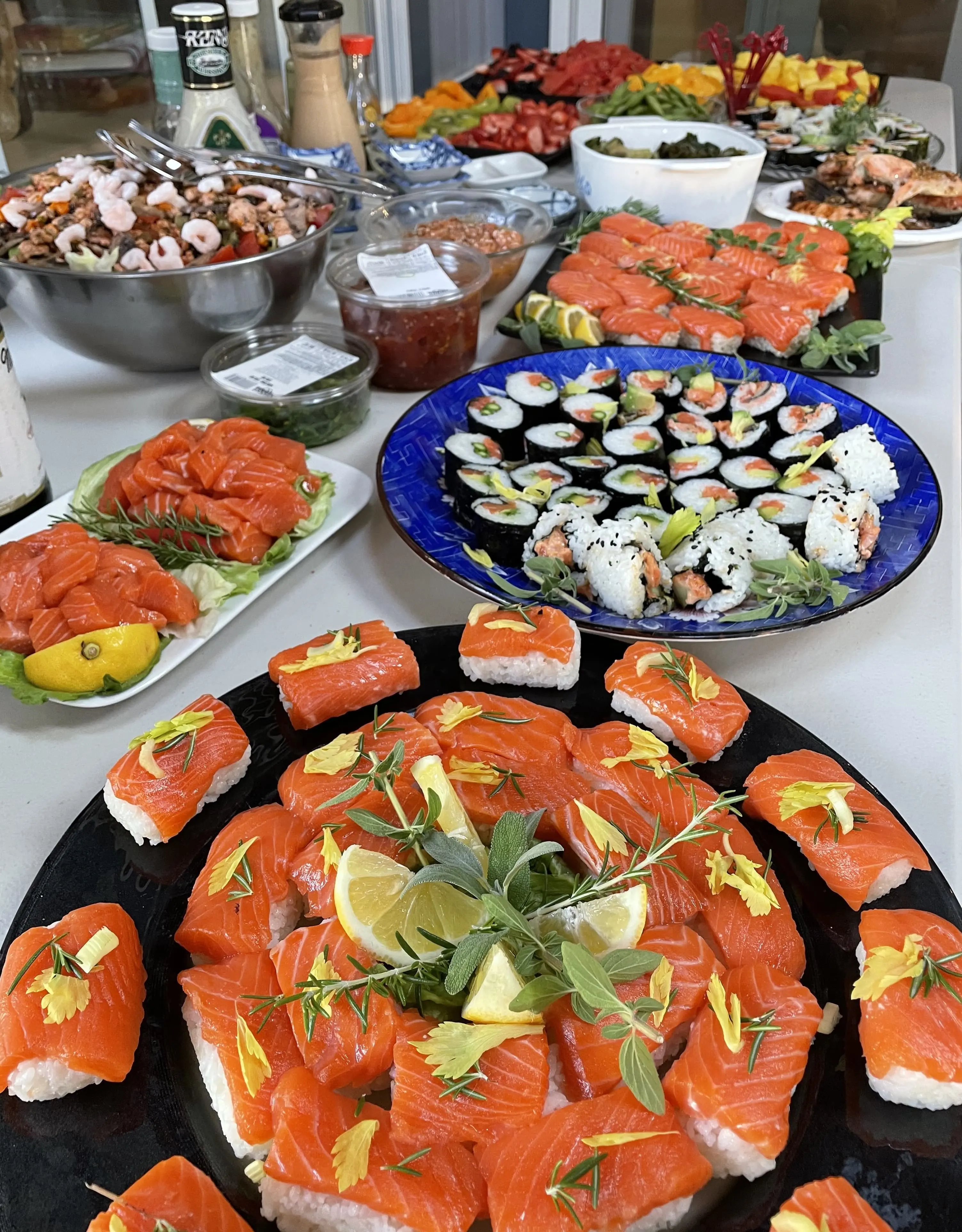 Salmon prepared as sashimi